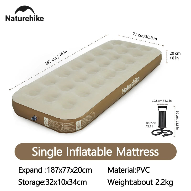 Naturehike 1 Person Outdoor Inflatable Sleeping Mattress With Pump