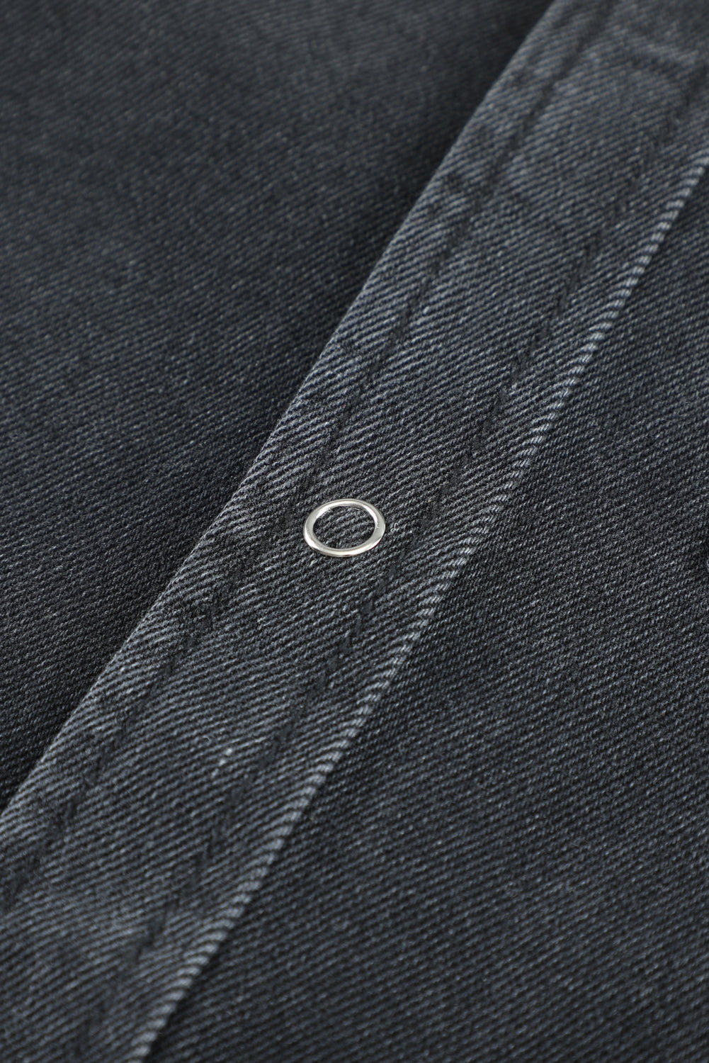 Black Ripped Raw Hem Button Up Denim Shacket