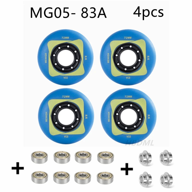 Fancy PU Inline Roller Skate Wheels (62/64/68/70/72/76/80mm) with Wear-Resistant Bearing(83A/85A/90A/93A)