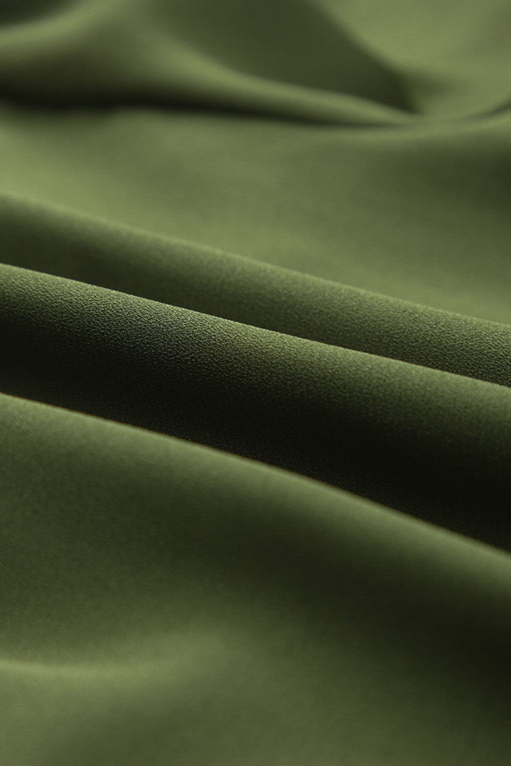 Olive Green Casual Lantern Sleeve V Neck Short Tiered Dress