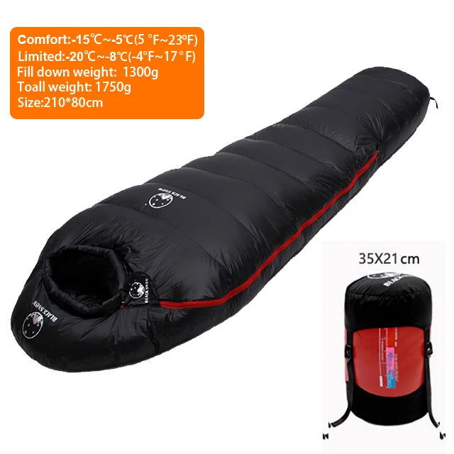 White Goose Down Filled Adult Mummy Style Sleeping Bag Fit for Winter