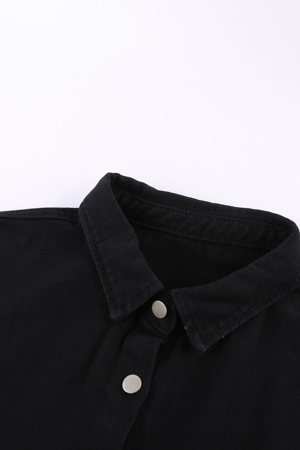 Black Contrast Leopard Denim Shacket