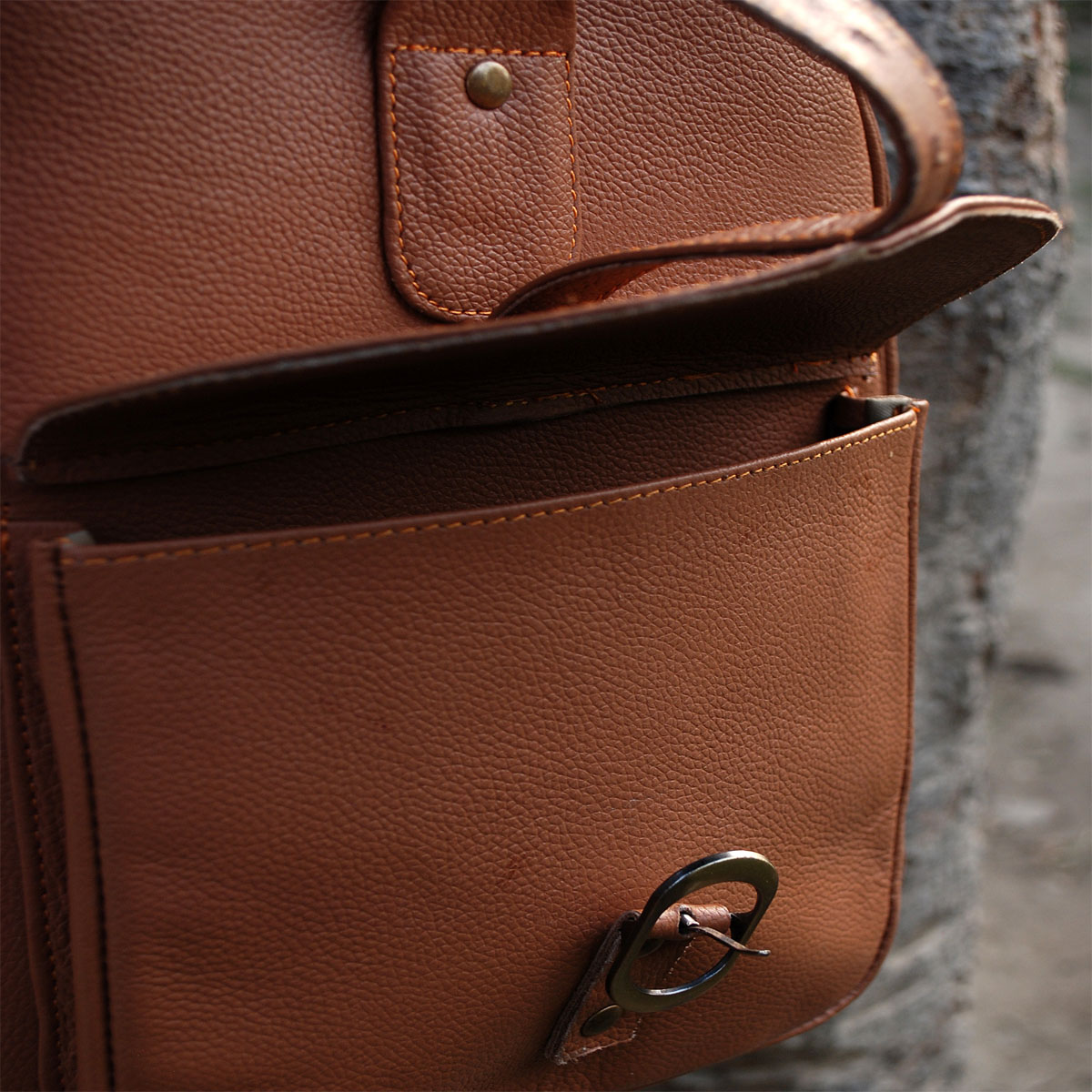 Kilim Leather Metallic Bronze Duffle Bag