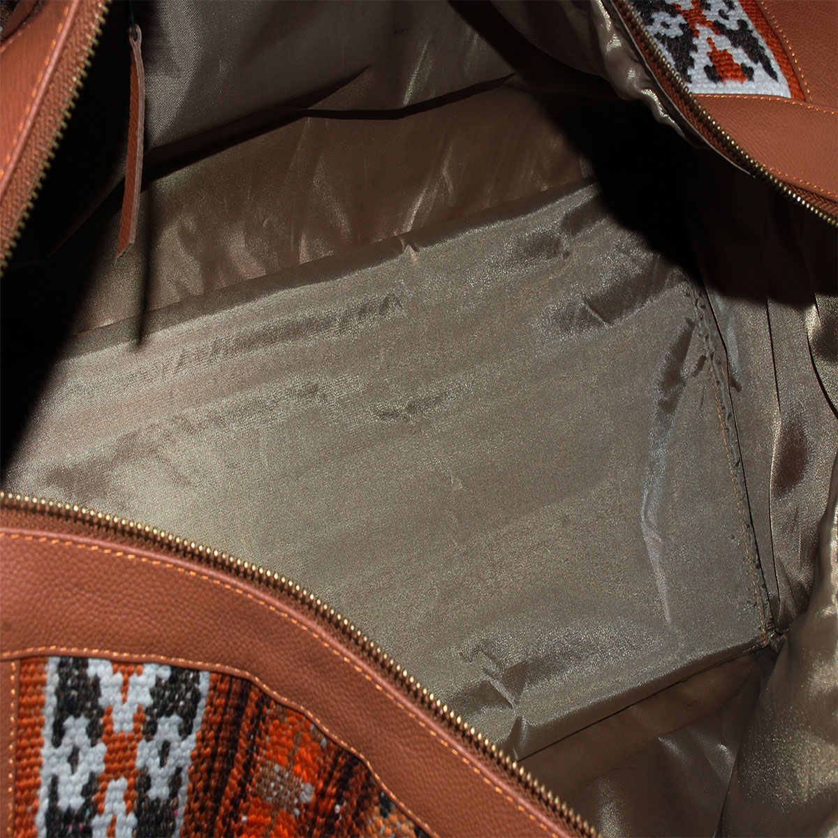 Kilim Leather Metallic Bronze Duffle Bag