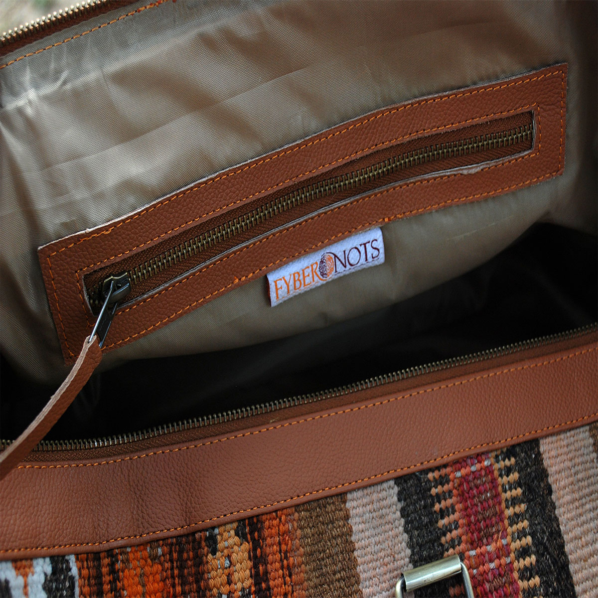 Kilim Leather Metallic Bronze Duffle Bag