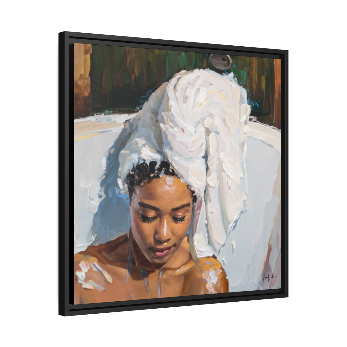 WOMAN TAKING A BATH Canvas Wall Art - By QueenNoble