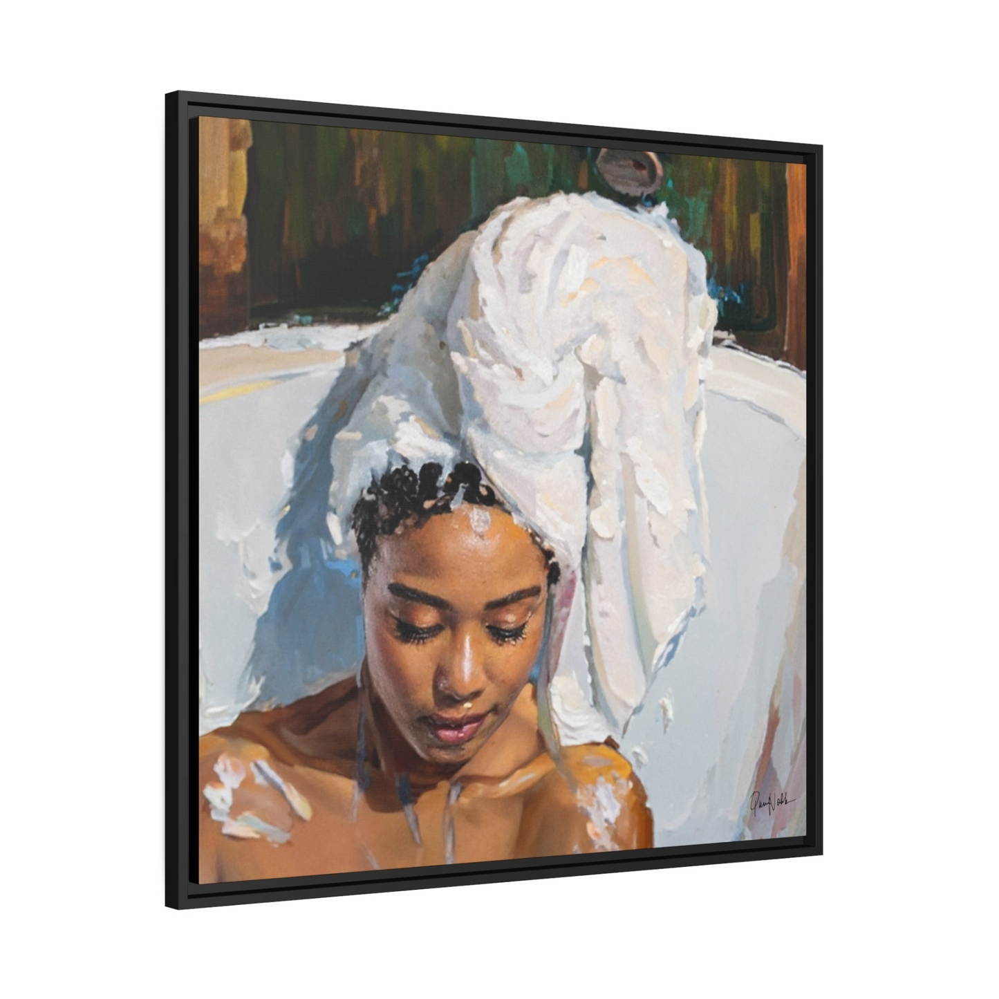 WOMAN TAKING A BATH Canvas Wall Art - By QueenNoble