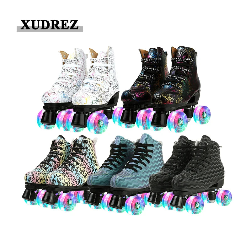 Wavy PU Quads Roller Skate Shoes