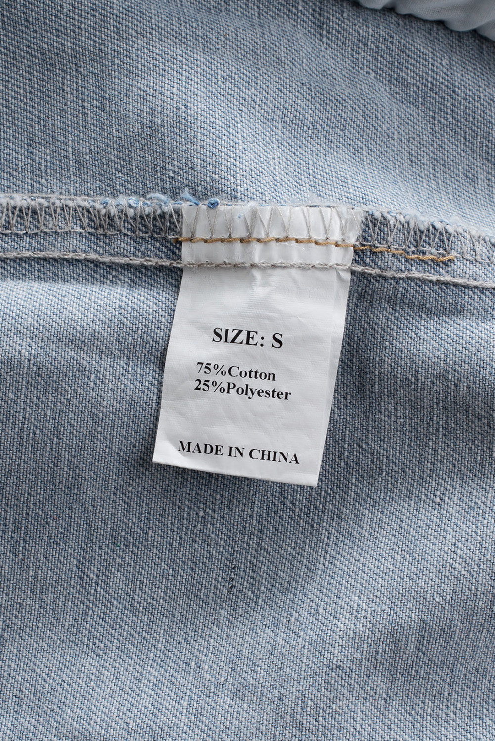 Light Blue Button Up Ripped Hooded Denim Jacket