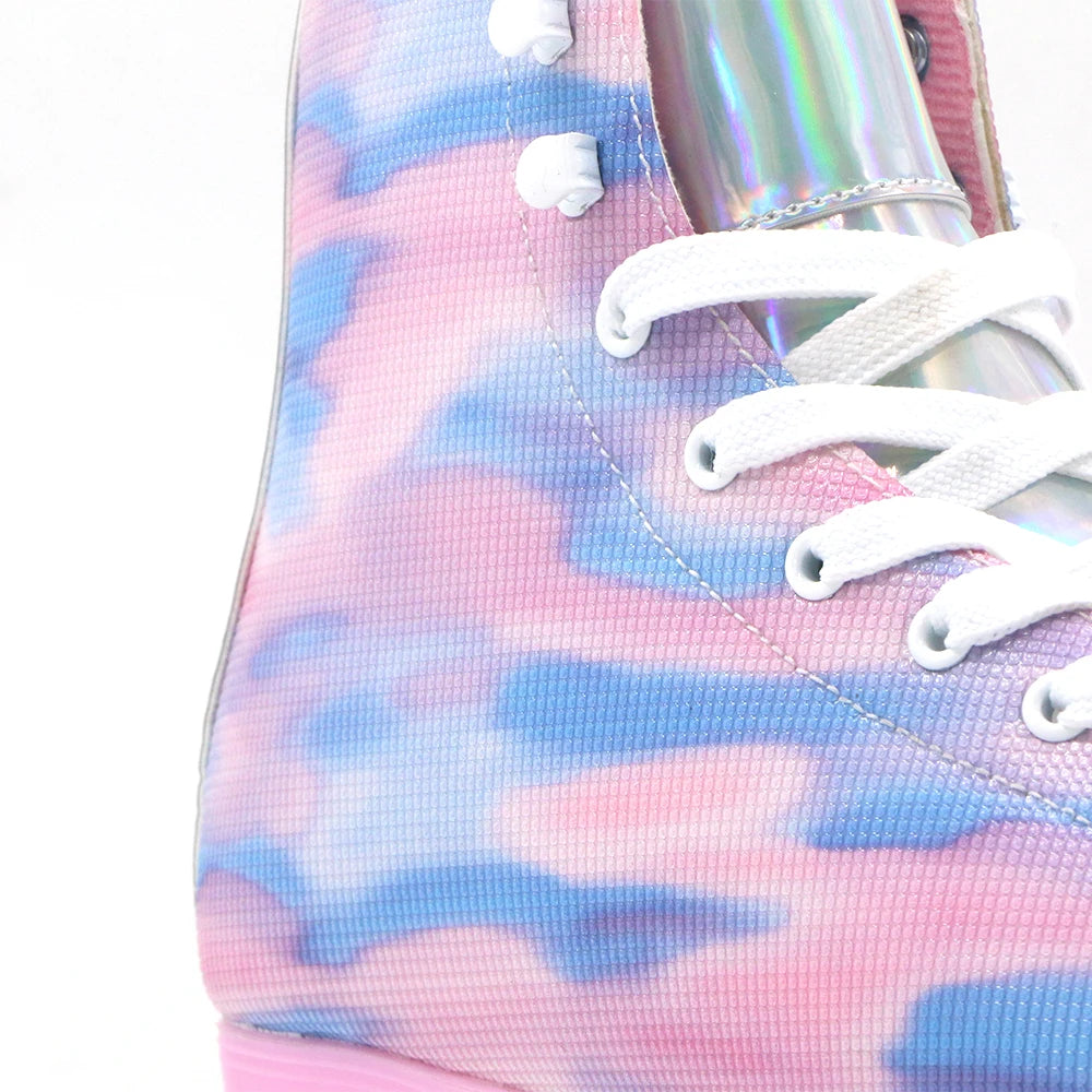 Yijiu Outdoor Pink & Blue Dye Quad Roller Skates
