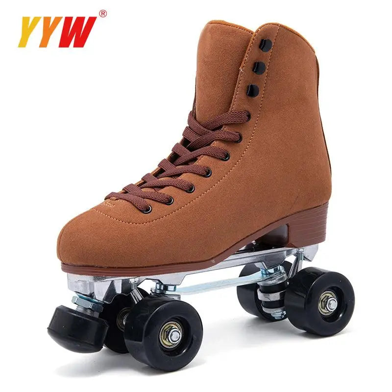 Women's Retro Solid Color Quad Roller Skates