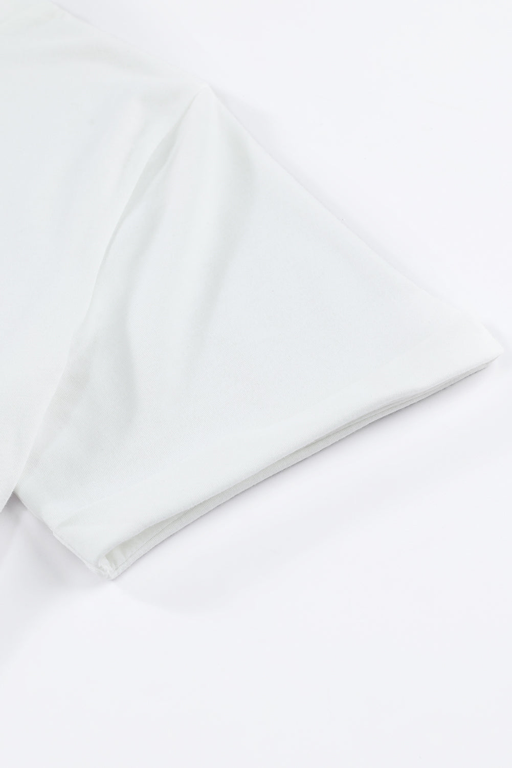 Green Plain Solid Color Crew Neck Tee