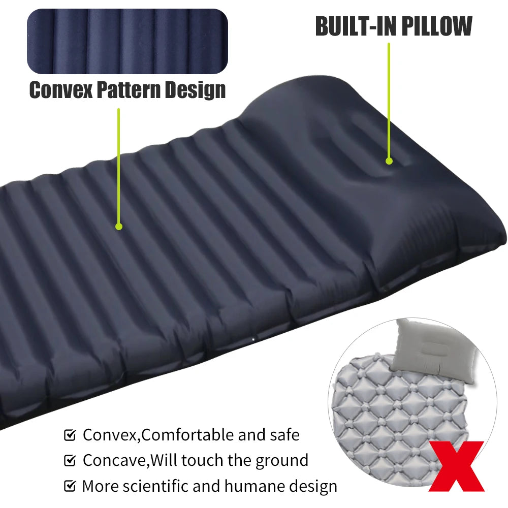 Ultralight Thicken Outdoor Inflatable Mattress with Built-in Pump