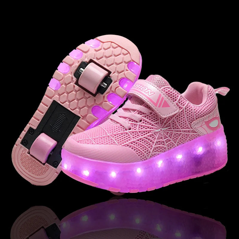 Children's 2 Wheel Led Light Roller Skate Shoes (heelys)