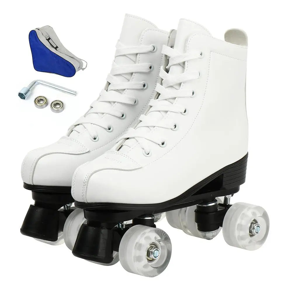 7 Colors PU Leather Training Quad Roller Skates