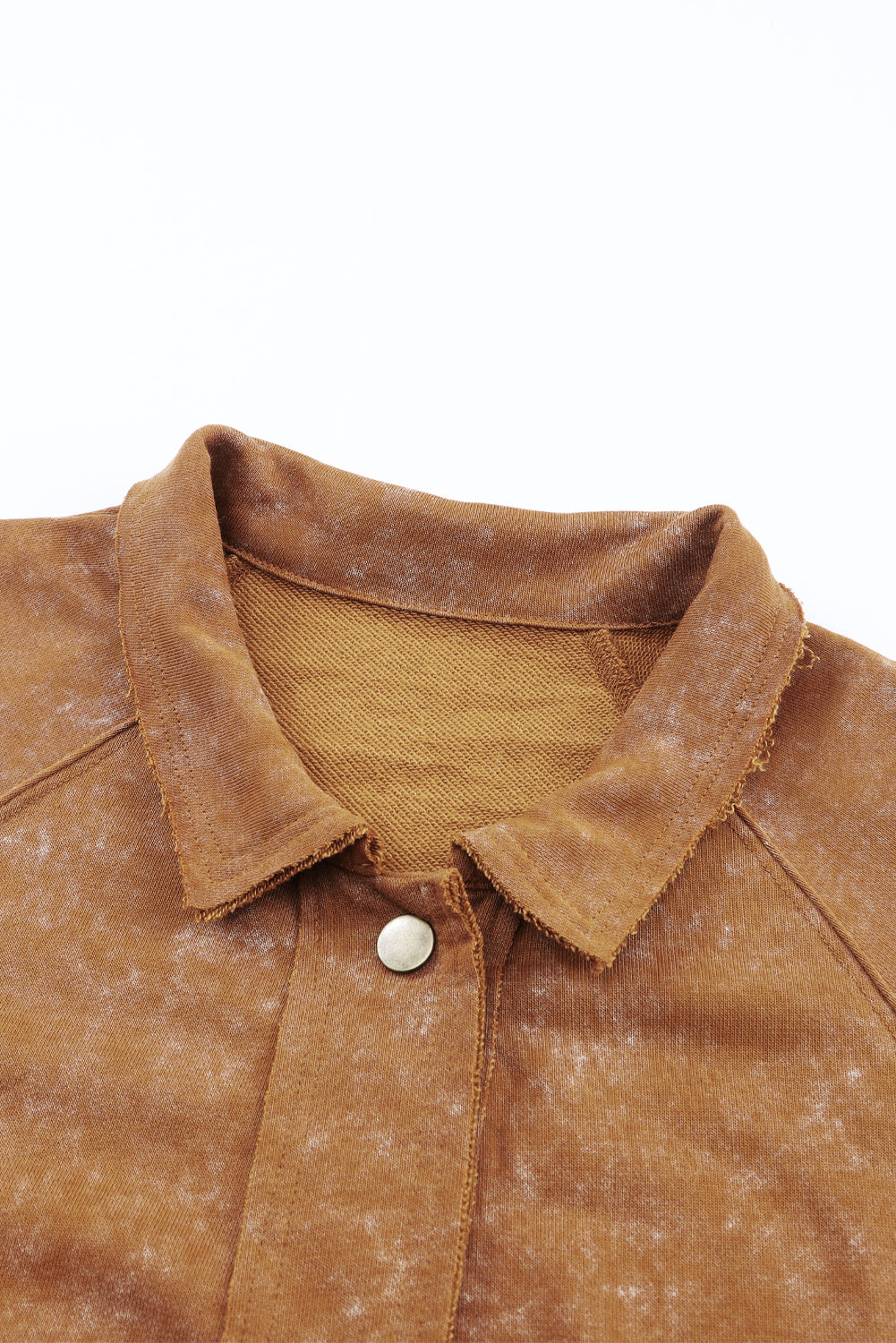 Gray Snap Button Casual Flap Pockets Washed Jacket