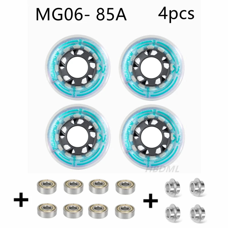 Fancy PU Inline Roller Skate Wheels (62/64/68/70/72/76/80mm) with Wear-Resistant Bearing(83A/85A/90A/93A)