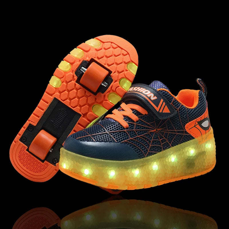 Children's 2 Wheel Led Light Roller Skate Shoes (heelys)