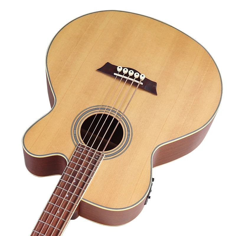 4 String 5 String Natural Color Electric Acoustic Bass Guitar Matte Big Jumbo Bass Guitar 43 Inch 24 Frets with EQ