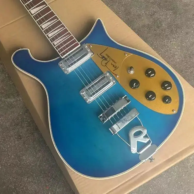 Wavy Blue Electric Guitar with Gold Pickup