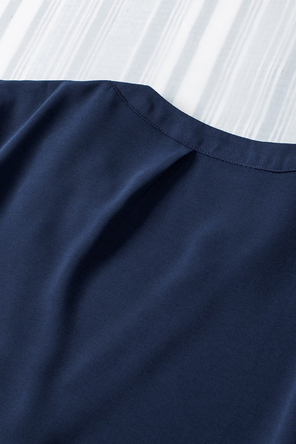 Navy Blue Split V Neck Short Sleeve Tunic Dress