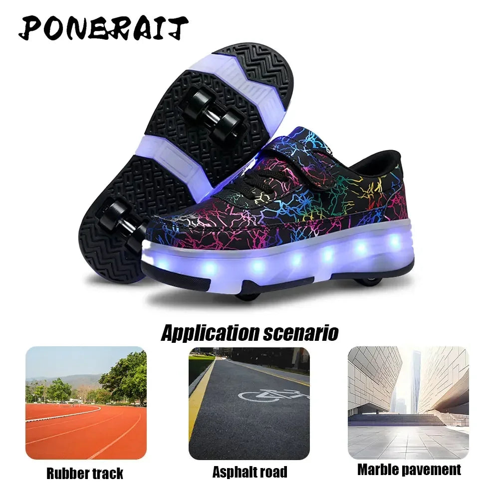 Men's Detachable LED Skates Shoes (Neon Thunder)