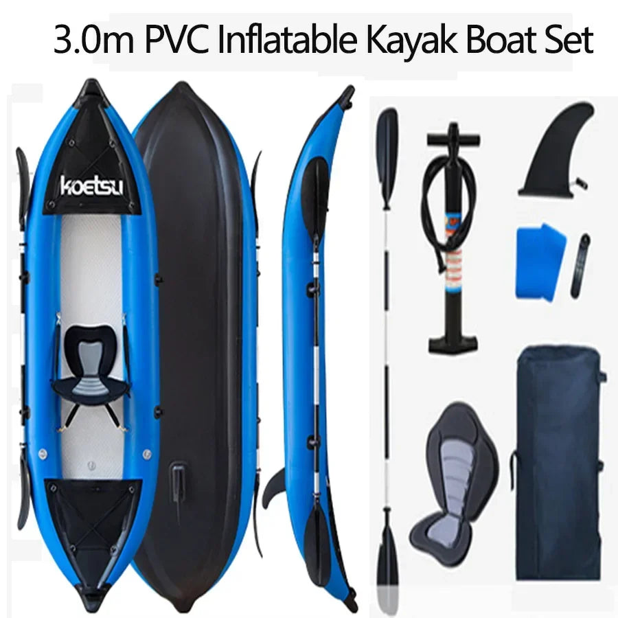 KOETSU 1-2 Persons Inflatable PVC Kayak Fishing Canoe