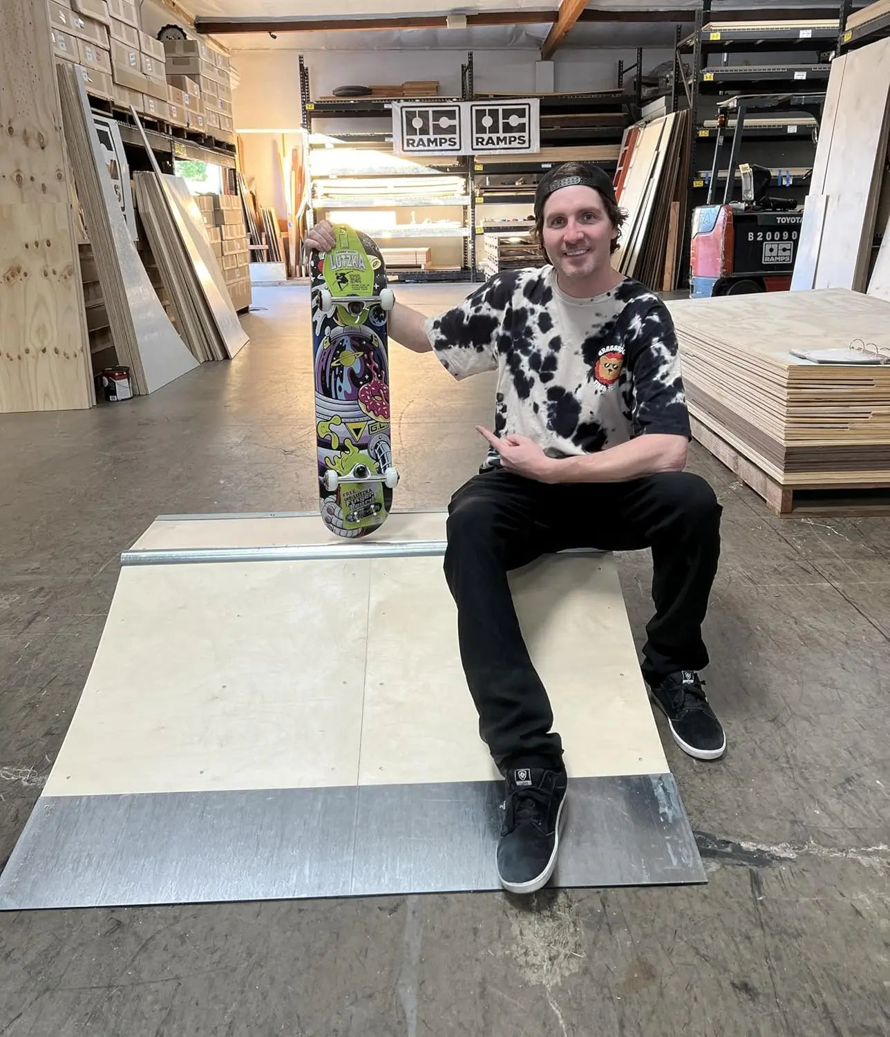 Ultimate All in One Skate Session - Lutzka's 3 in 1 Quarter Pipe by OC Ramps - Wood Skateboard Quarter Pipe, Ledge & Launch Ramp