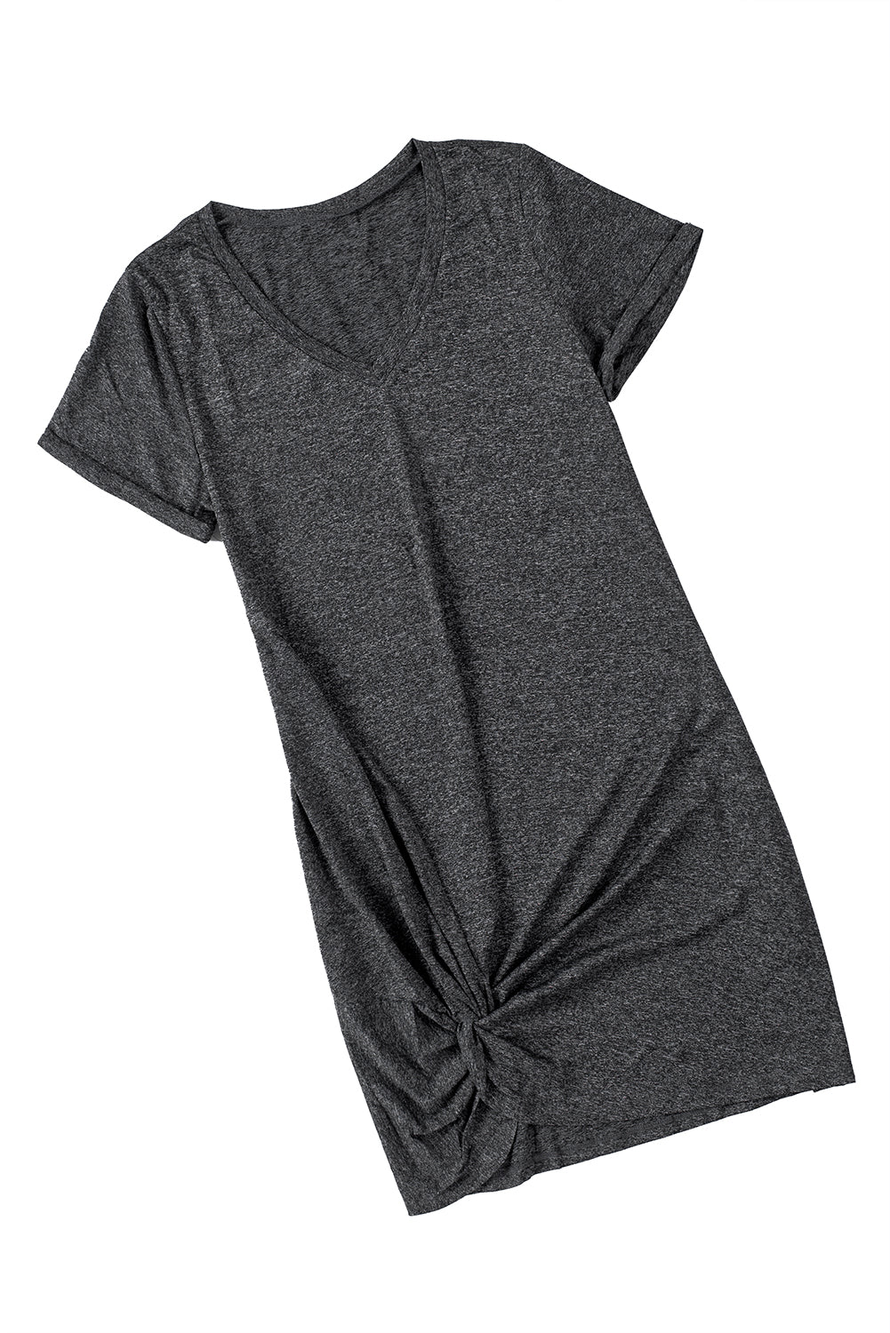 Casual V Neck Short Sleeve Twist Front Short Basics Dress