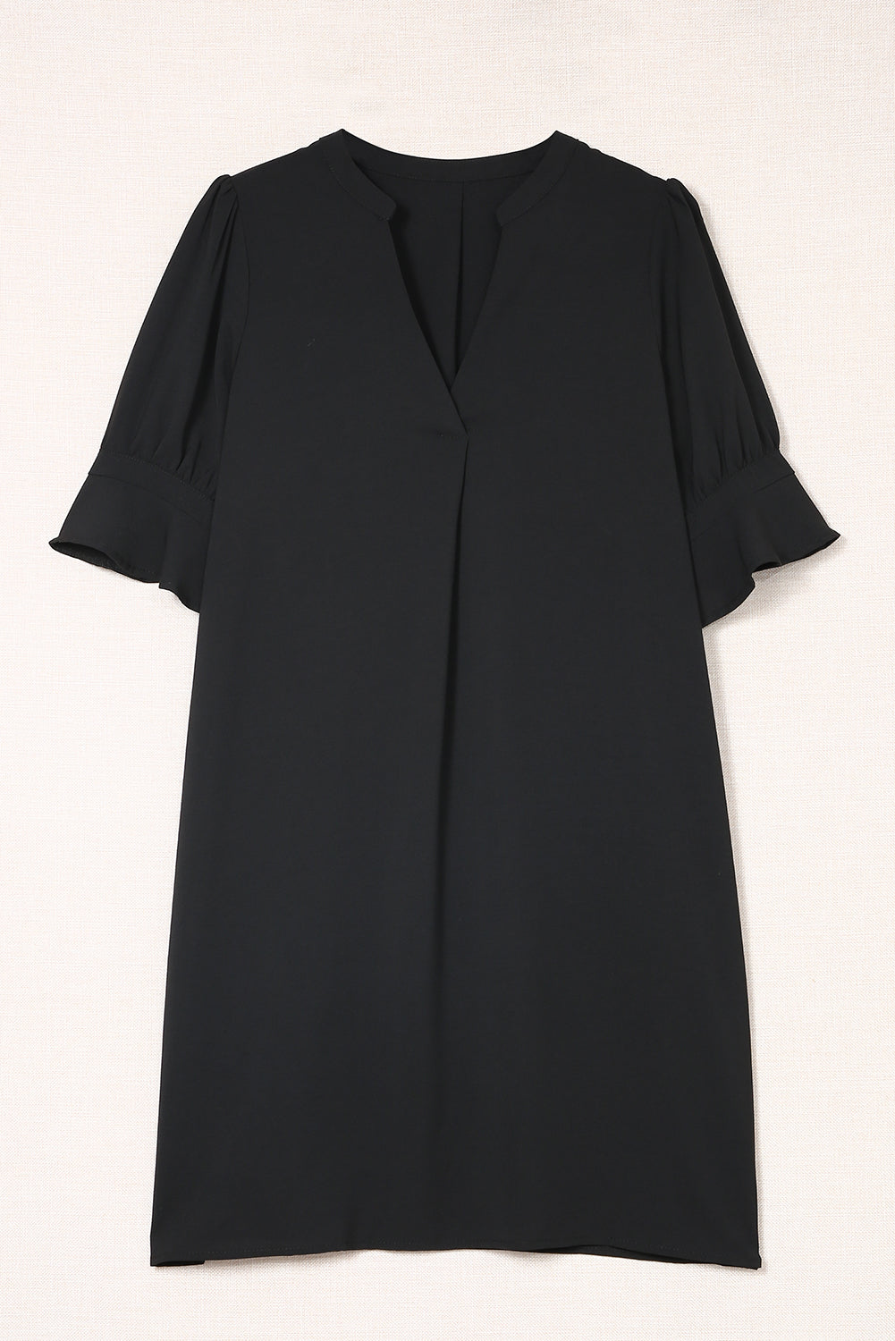 Navy Blue Split V Neck Short Sleeve Tunic Dress