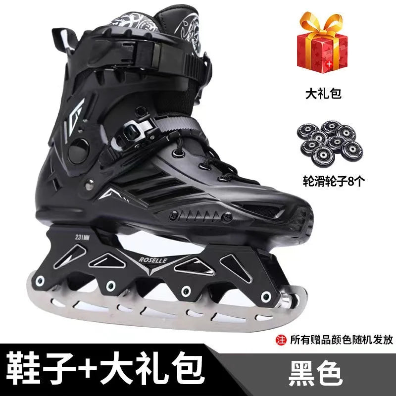 Dual-purpose Ice Hockey & Roller Skates Shoes