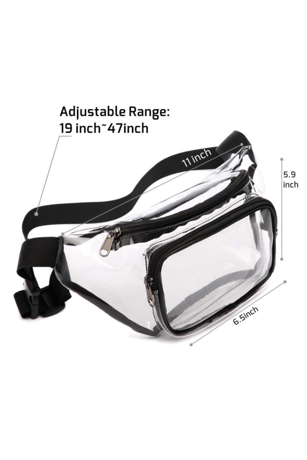 Black Adjustable Strap Clear PVC Waist Bag