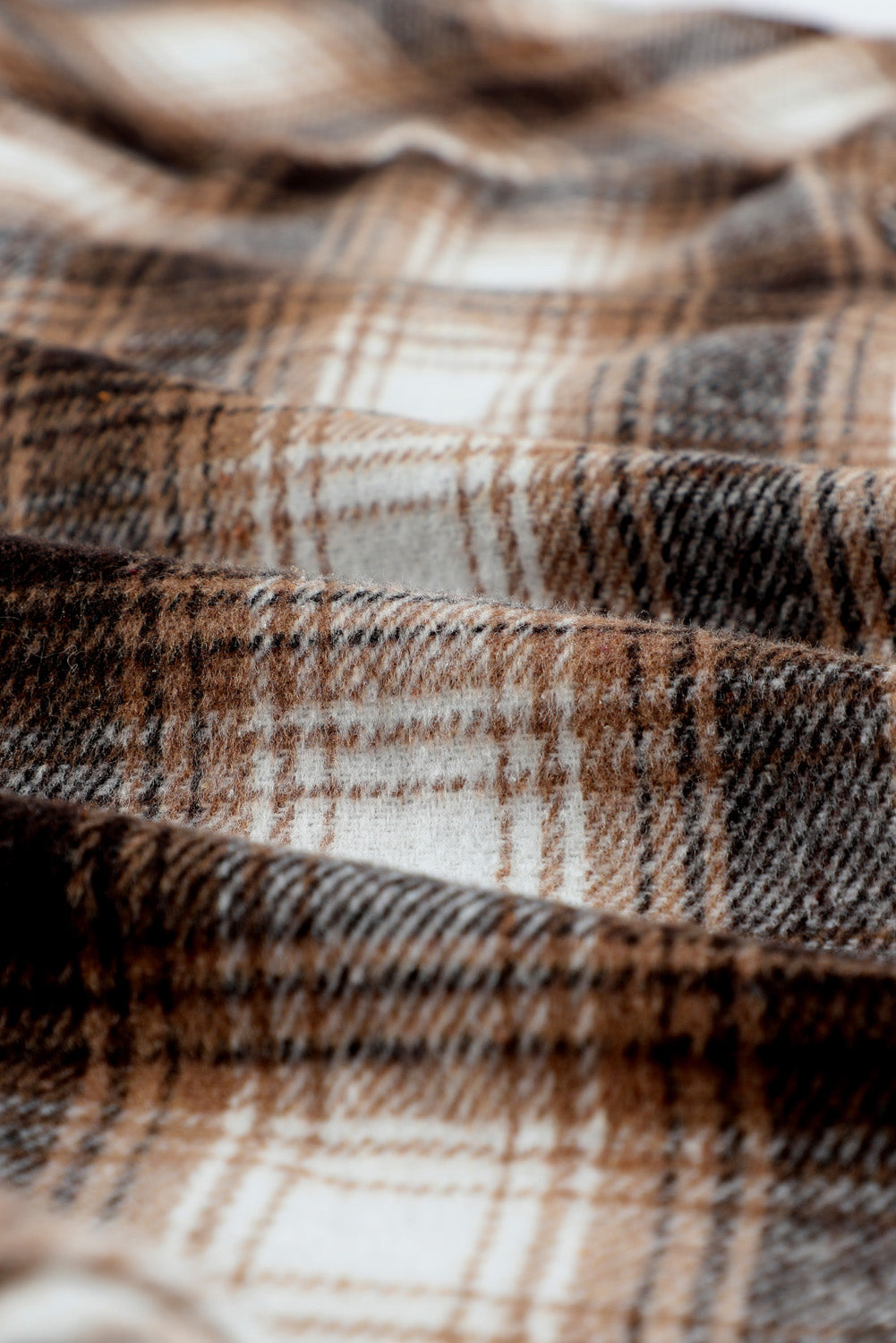 Black Button Up Collared Plaid Shacket