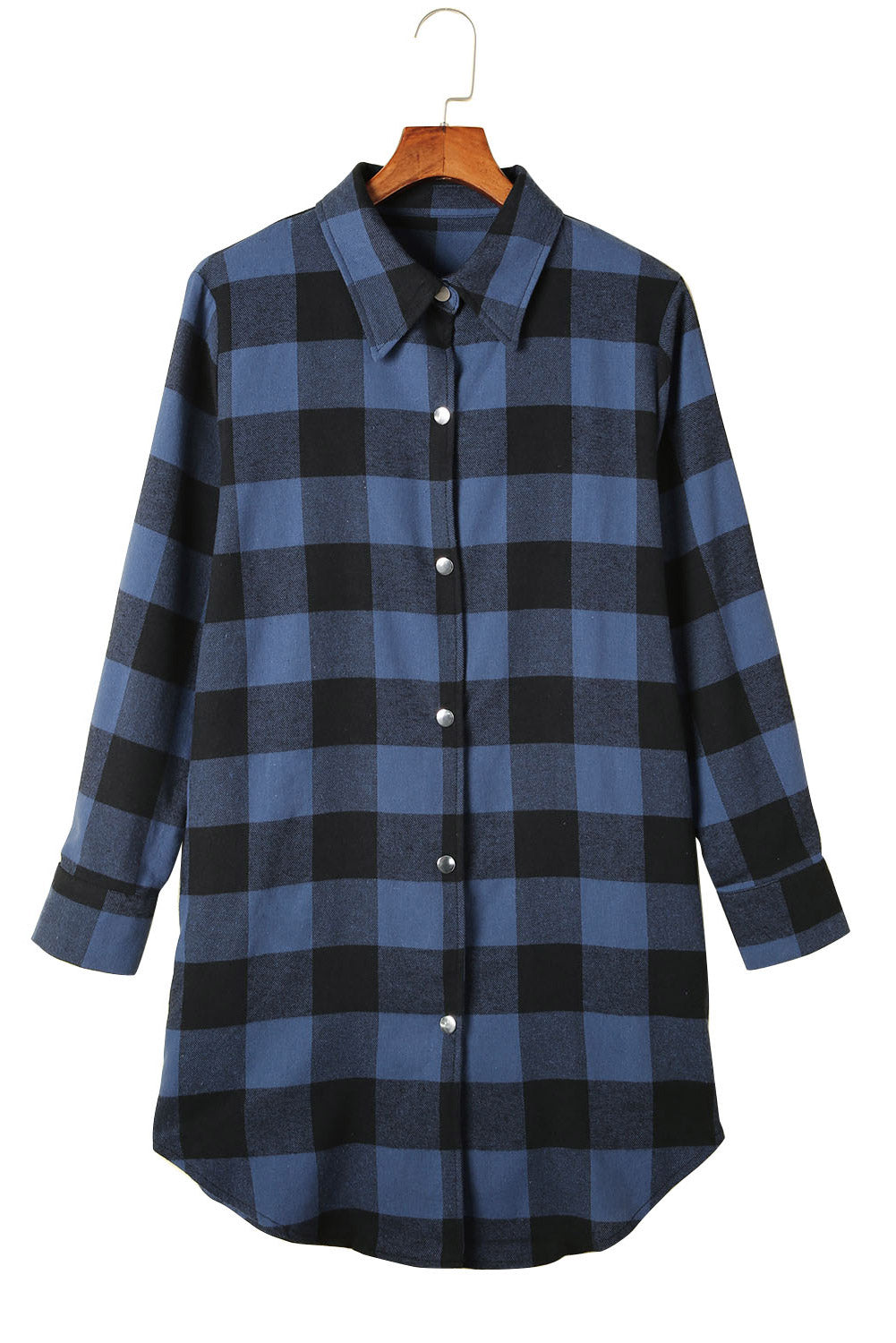 Red Plaid Collared Button Down Long Shirt Shacket