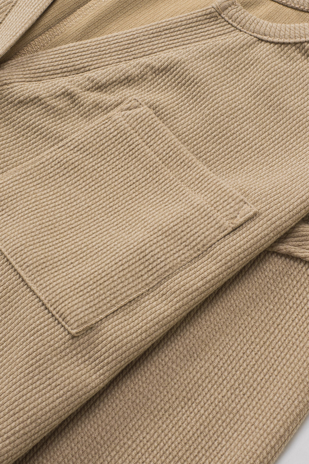 Green Henley V Neck Pocketed Ribbed Romper