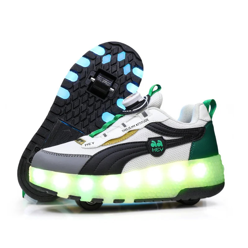 Kids Outdoor Detachable 2 Wheels LED Flashing Skate Shoes (Heelys)