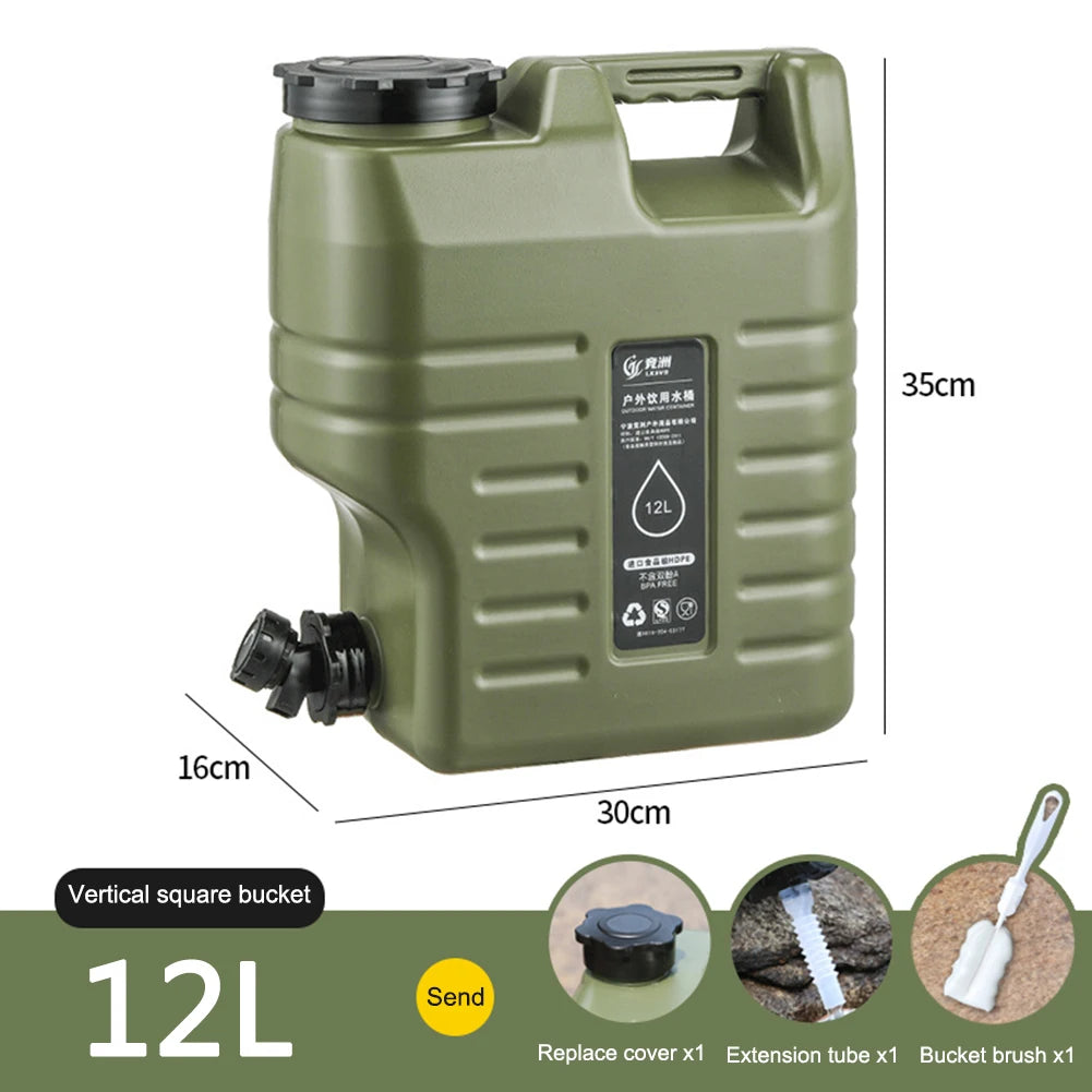 3.2 Gallon/12L Camping Water Container with Spigot BPA Free Car Water Carrier Tank Large Capacity Truly No Leakage Multifunction