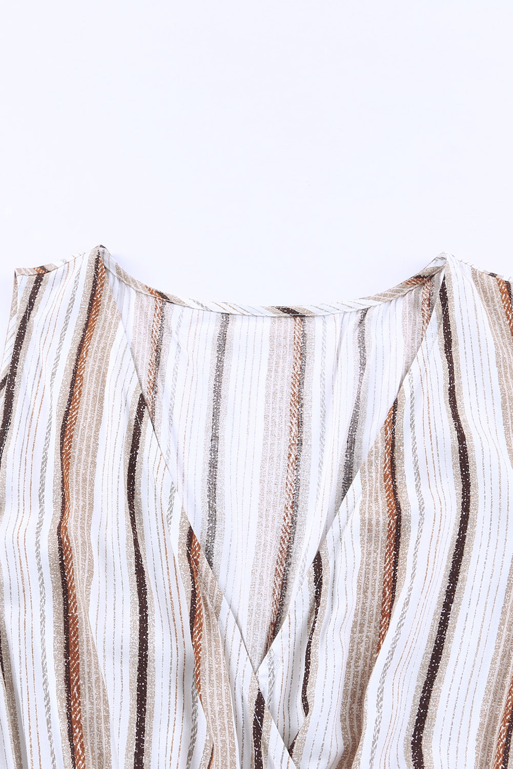 Khaki Casual Striped Split Sleeveless Maxi Dress