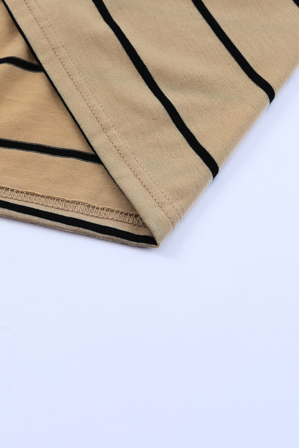 Brown Striped Backless Casual Side Slits Maxi Dress