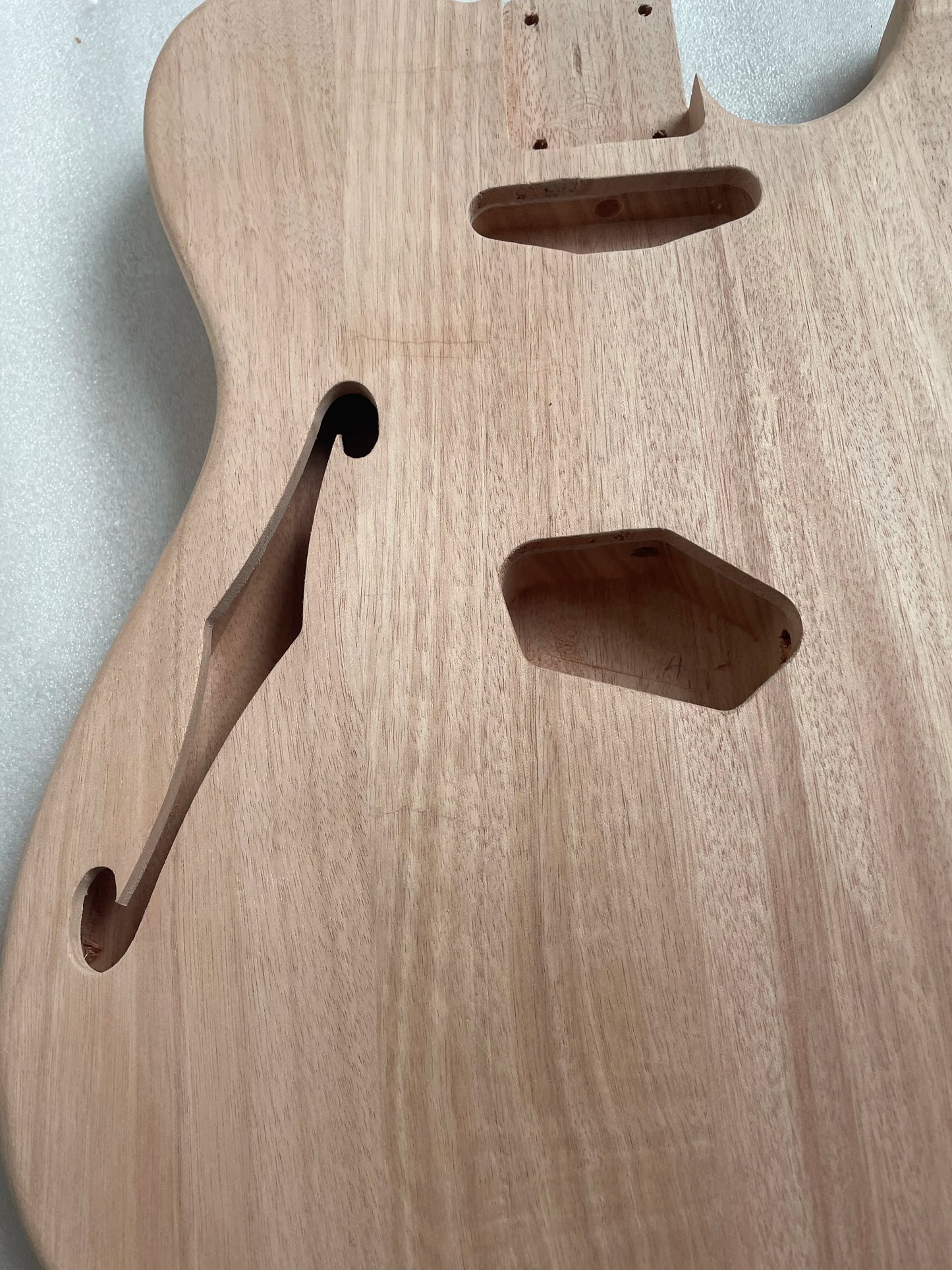 Unfinished Luthier DIY Blank F Hole, Semi Hollow Mahogany Wood Body Electric Guitar,