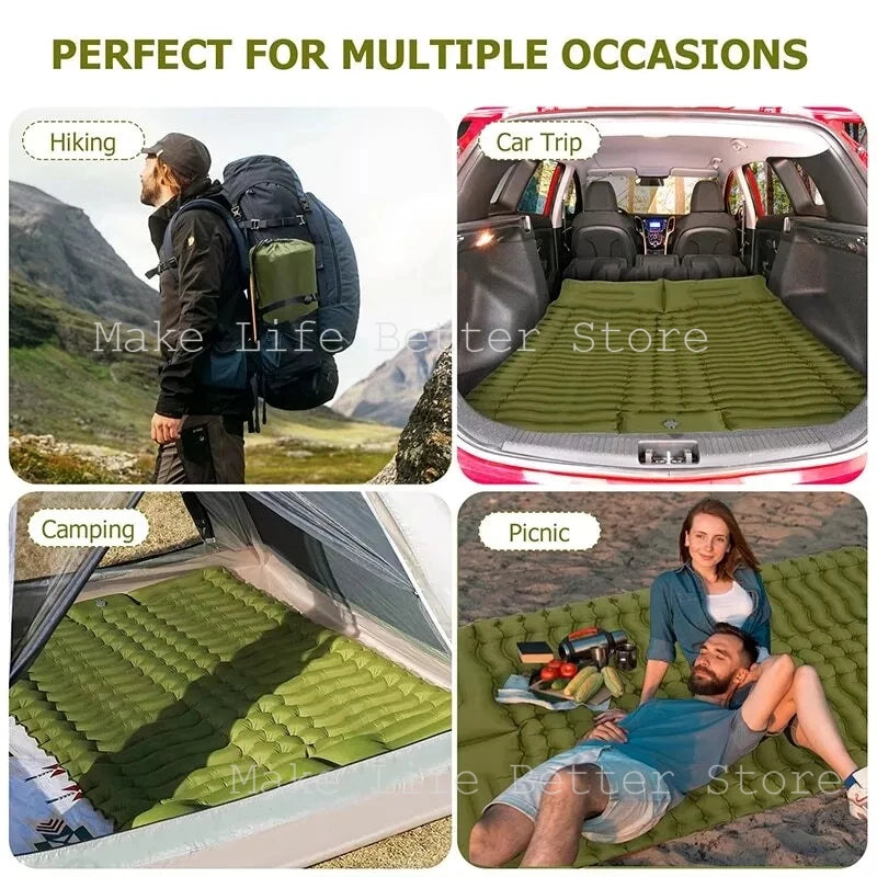 Inflatable Outdoor Mattress with Built-in Pillow Pump 200x140cm