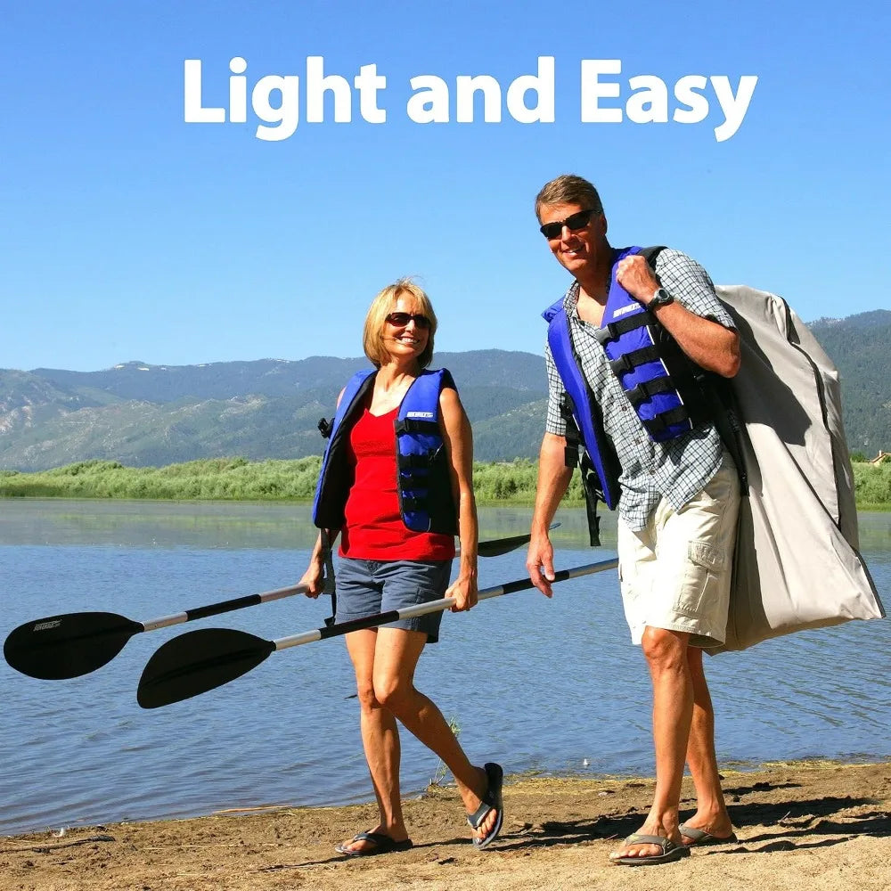 SE330 Two Person Inflatable Sport Kayak Boat with Seats, Paddles, and Lightweight Bag