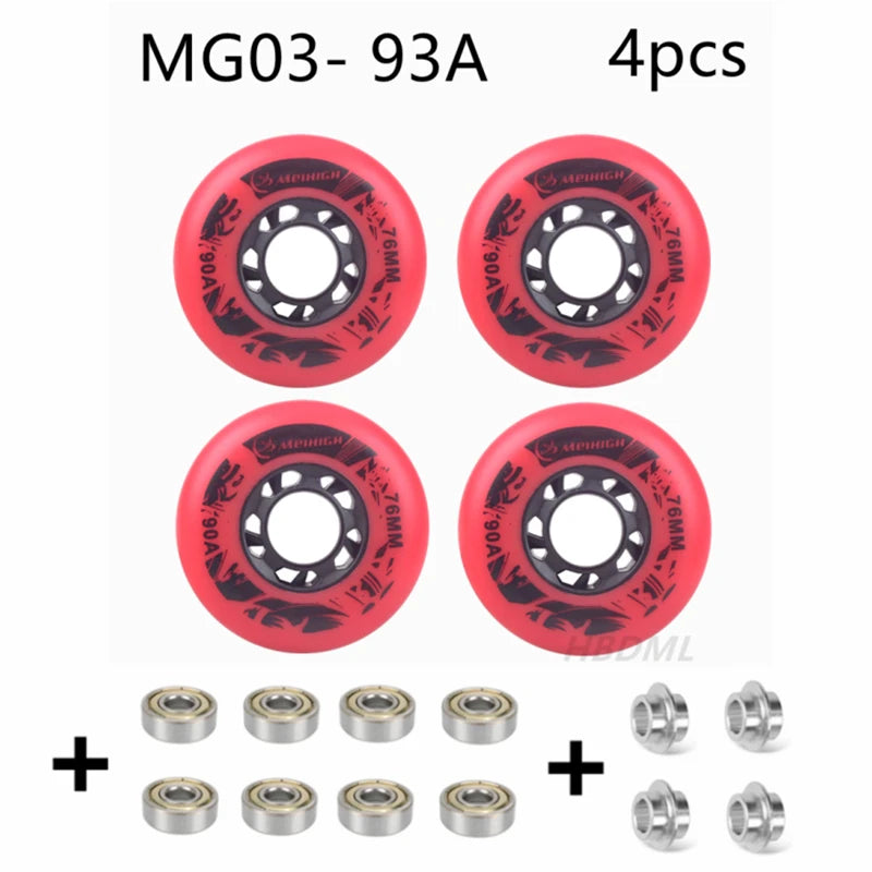 Fancy PU Inline Roller Skate Wheels (62/64/68/70/72/76/80mm) with Wear-Resistant Bearing(83A/85A/90A/93A)