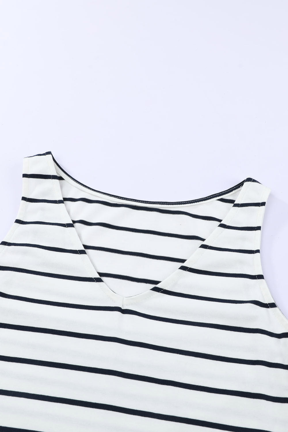 Dark Blue Striped V Neck Sleeveless Side Slits Maxi Dress