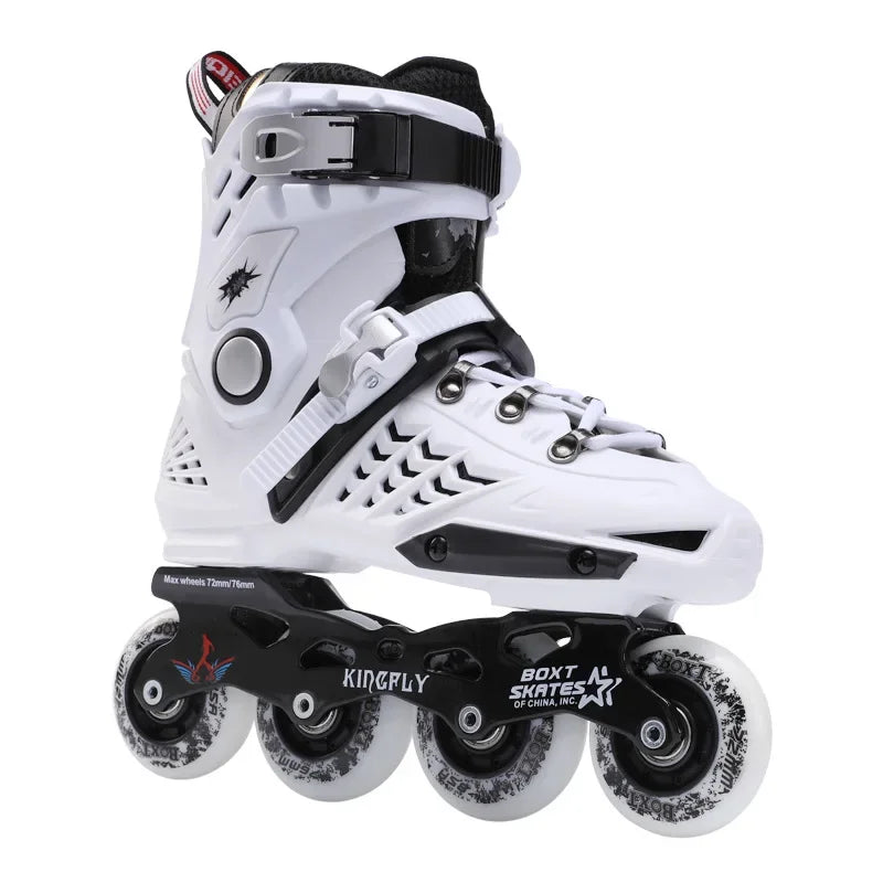Outdoor Flat 4 Wheel Inline Free Skate Roller Blades - Aluminum Trucks & PU Wheels