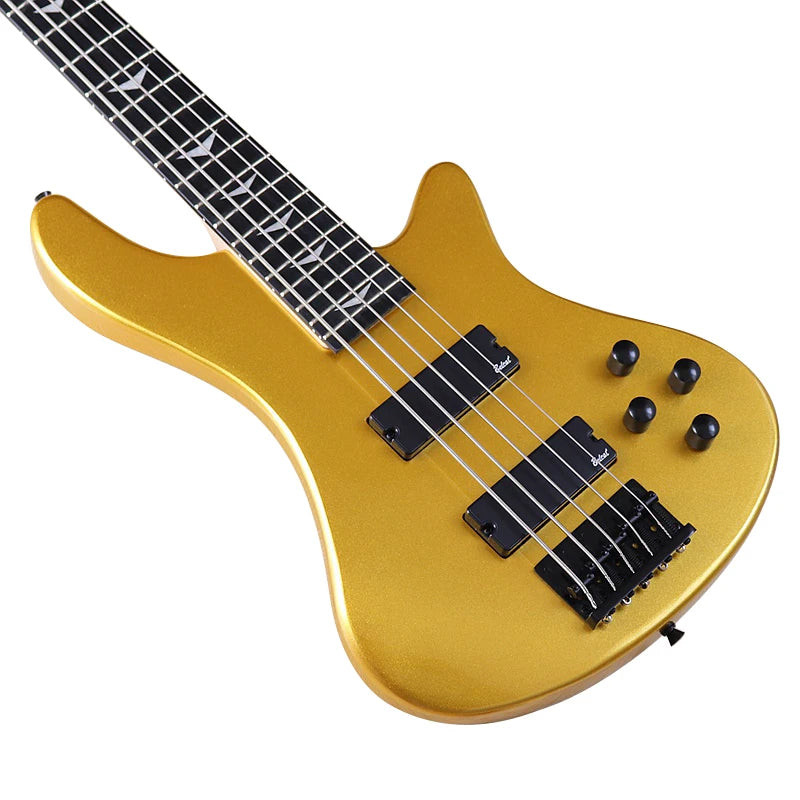 Champagne Gold 43 Inch Electric Bass Guitar (5 String & 4 String available) with Solid Okoume Wood High Gloss