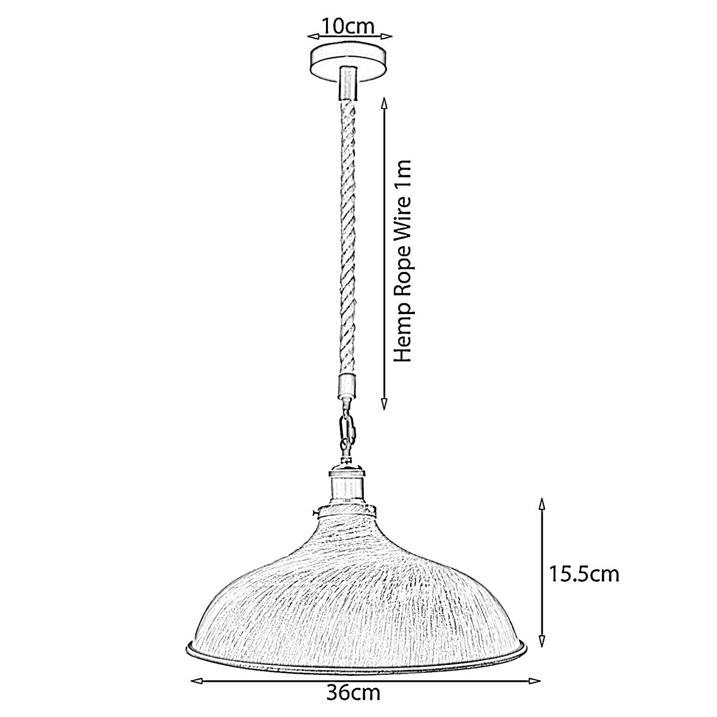 Industrial Barn Pendant Light Cord Kit Twisted Rope E26 Socket~1165