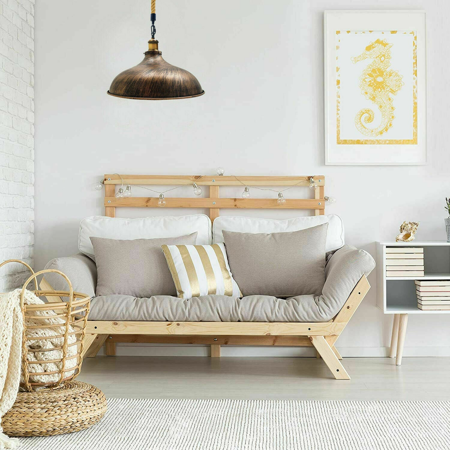 Industrial Barn Pendant Light Cord Kit Twisted Rope E26 Socket~1165
