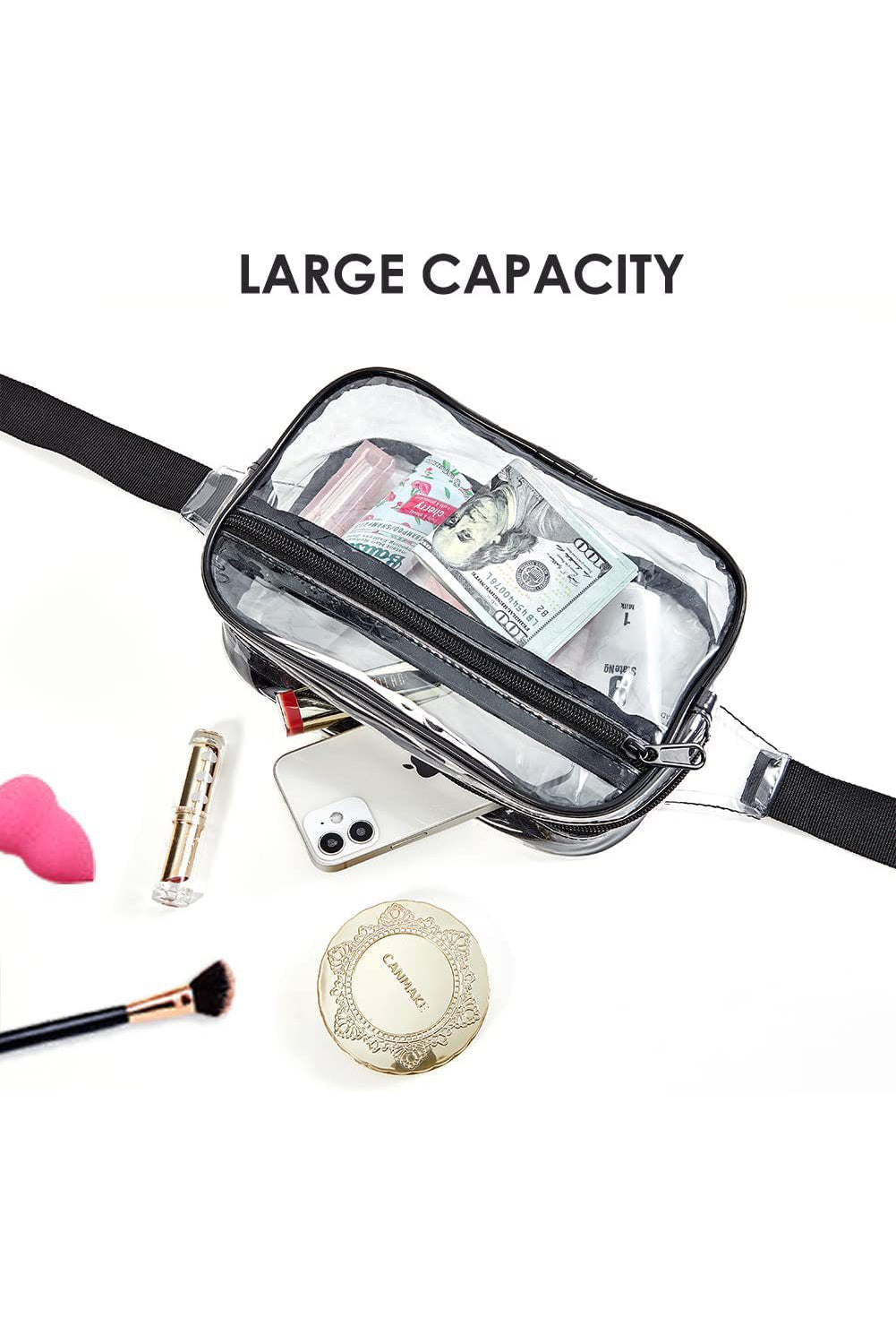 Sky Blue Clear PVC Adjustable Strap Crossbody Bag