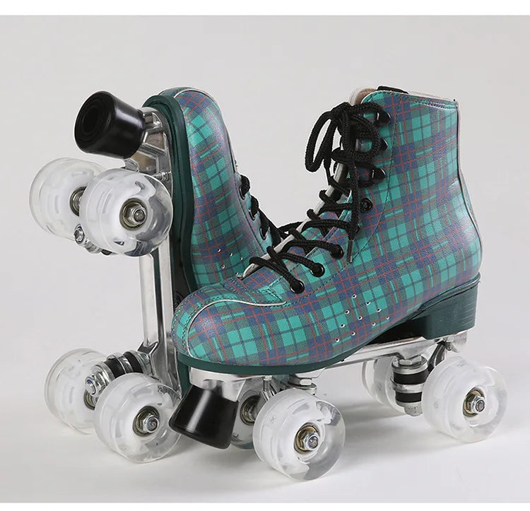 Flannel Pattern Aluminum Alloy Sole Quad Skates